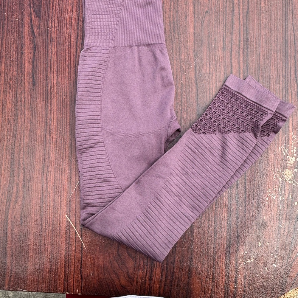 Purple Textured Leggings